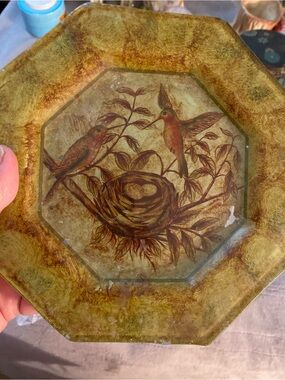 Source Unknown Rustic Green and Brown Bird Nest Wall Plaque